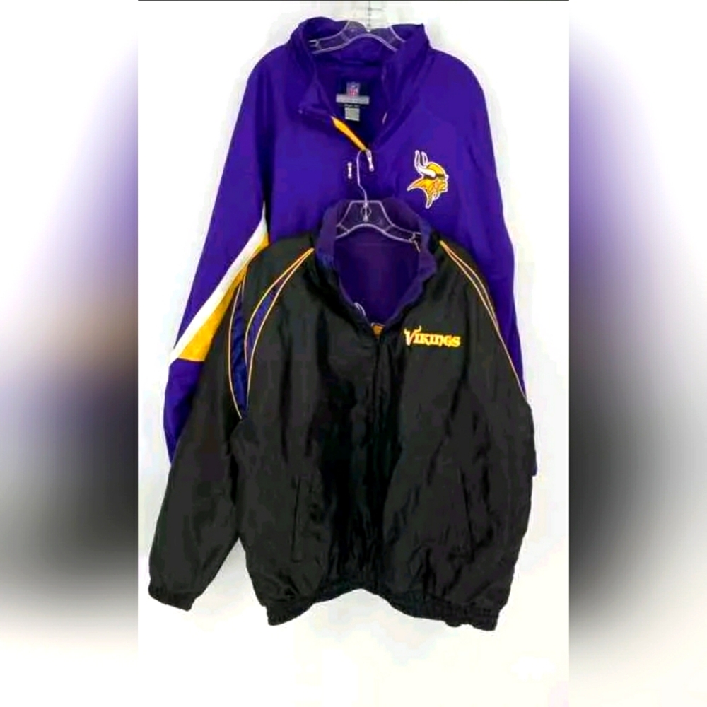 NFL Reebok Authentic Sideline Mens Black Minnesota Vikings Jacket Size 2XL
